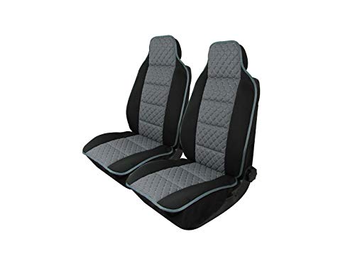 2x Sitzauflage Sitzkissen Sitzmatten Rückenkissen Auto Sitzschöner Grau Kunstleder + Stoff