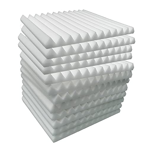 Bassulouda Akustikschaumstoffplatten, 12 Stück, Wandpaneele, schalldicht, 30 x 30 x 5 cm, schalldämmend, hohe Dichte, für Wände, Weiß