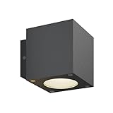 Lampenwelt LED Wandleuchte außen 'Jarno' (spritzwassergeschützt) (Modern) in Schwarz aus Aluminium (2 flammig, A+, inkl. Leuchtmittel) - LED-Außenwandleuchten Wandlampe, Led Außenlampe, Outdoor