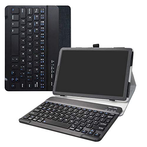 MediaPad M5 Lite Bluetooth Keyboard hülle,LiuShan Abnehmbare Bluetooth Tastatur (QWERTY, englisches Layout) hülle mit Ständer für 10.0" Huawei MediaPad M5 Lite 2018 Android Tablet,Schwarz