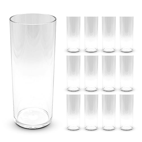 DOJA Barcelona | 30cl Longdrinkgläser | Pack 12 | Harte transparentKunststoffbecher | 154x63x2mm | Polycarbonat Trinkgläser | Wiederverwendbare Hartplastikbecher | für Most, Cocktail, Gin Tonic