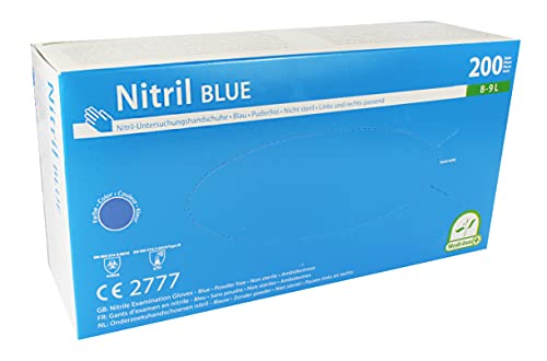 Medi-Inn Nitril blue Einmalhandschuhe Big Box puderfrei blau (3 x 200 = 600 Stück, Größe L)