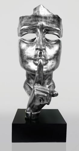 Casa Padrino XXL Deko Skulptur Silber mit Patina/Schwarz H. 190 cm