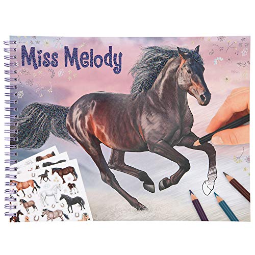Depesche 11458 Miss Melody - Malbuch mit 36 traumhaften Pferde-Motive zum Ausmalen und Bekleben, inkl. 3 Bogen mit Stickern, ca. 21,5 x 28 x 1,5 cm