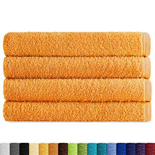 Eiffel Textile Handtücher, Frottee-Qualität, 400 g, ägyptische Baumwolle, 100% Safran, Dusche, 70 x 140 cm, 4 Stück