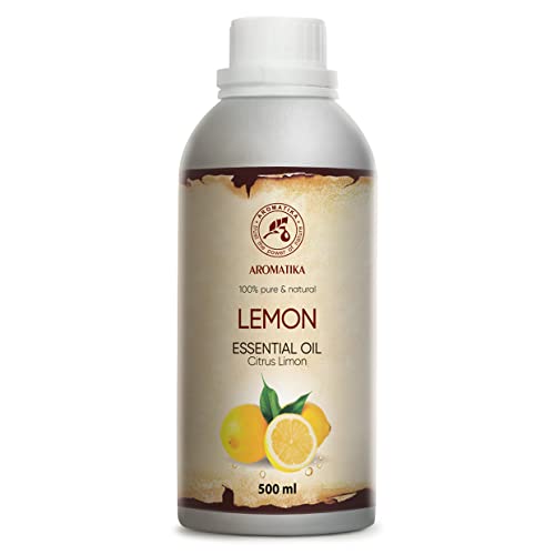 Zitronenöl 500ml - Citrus Limon - 100% Naturreines Ätherisches Zitronen Öl - Zitrone für Naturkosmetik und Aromatherapie - Öl für Aroma Diffusers - Zitronenöl für Duftkerzen und Seifen