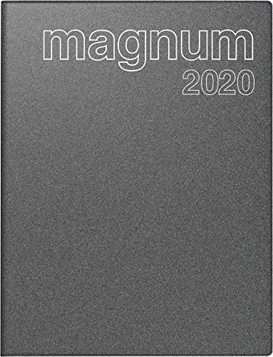 rido/idé 702708380 Buchkalender magnum (2 Seiten = 1 Woche, 183 x 240 mm, Kunststoff-Einband Reflection, Kalendarium 2020) grau