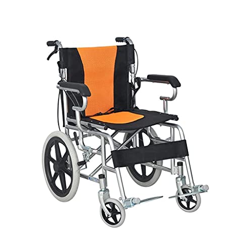 AOLI Faltbare tragbare Reise Rollstuhl, tragbare Behinderte Rollstuhl, Geeignet für Senioren, Behinderte, Medical Rollstuhl, Schwarz,Chrom