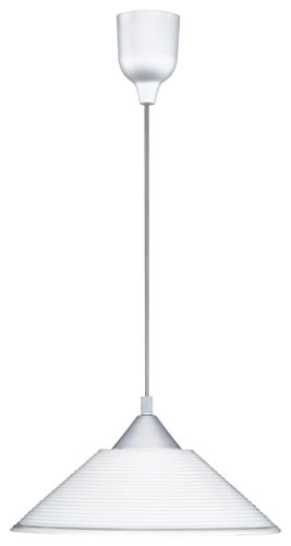 Trio Pendelleuchte, E27 max.60W, Ø 30cm, Länge 125cm, Riefenglas weiß