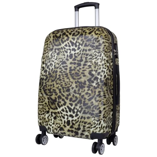 Trendyshop365 Trolley Koffer Hartschale mittelgroß 65 cm - Leoparden-Fell Tierfell-Optik