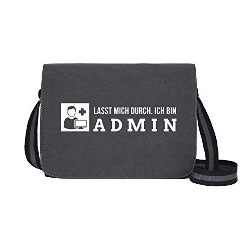 Ich Bin Admin - Umhängetasche Messenger Bag für Geeks und Nerds mit 5 Fächern - 15.6 Zoll, Schwarz Anthrazit