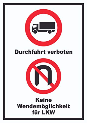 HB-Druck Durchfahrt verboten LKW Keine Wendemöglichkeit für LKW A3 (297x420mm) Schild