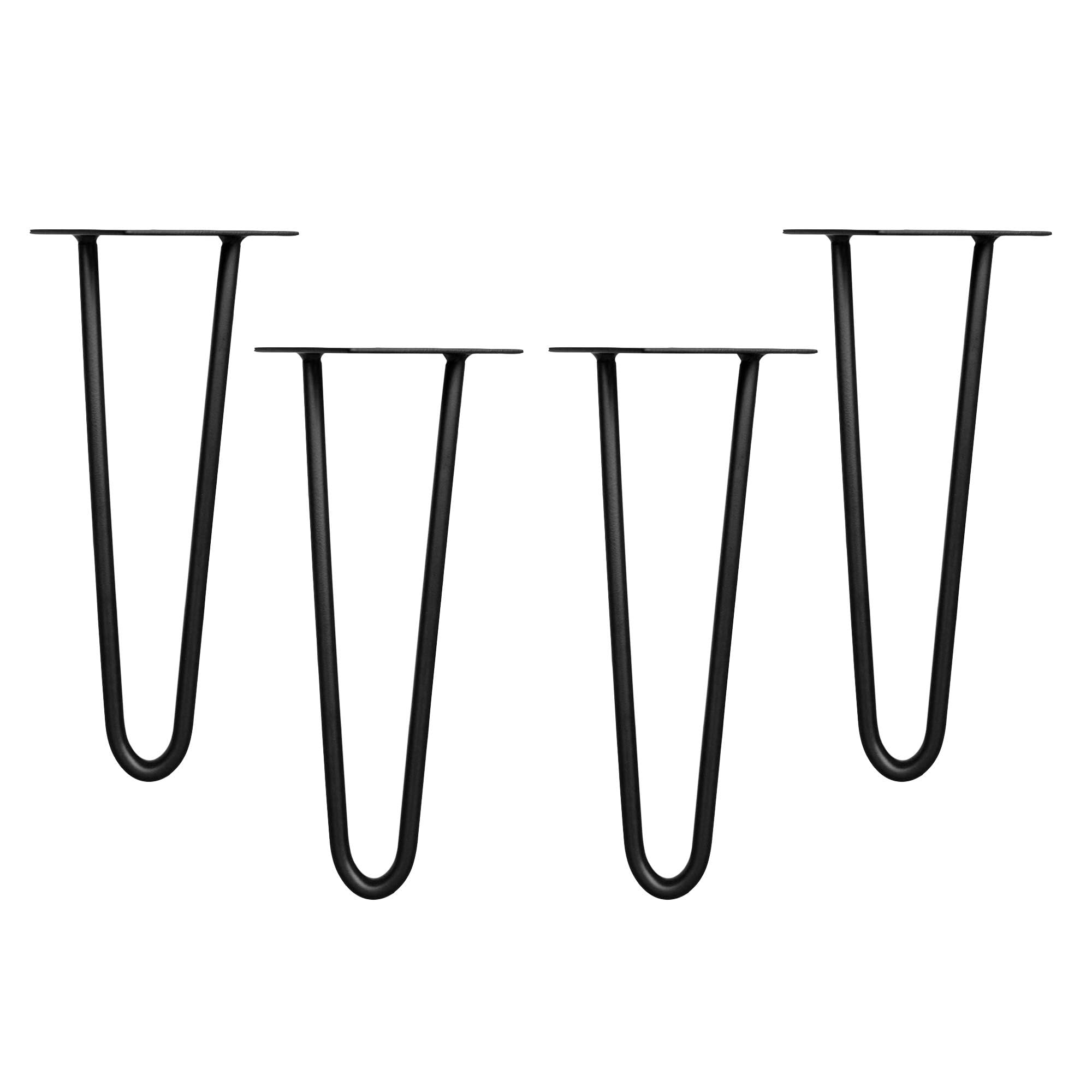 Mucola 4er Set Hairpin Legs Schwarz 60cm 2 Streben | inkl. Bodenschoner | DIY Möbelfüße Austauschbare Haarnadel Tischbein Stahl Tischgestell