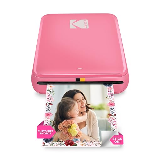 KODAK Step Instant Photo Printer with Bluetooth/NFC, Zink Technology & KODAK App for iOS & Android (Pink) Prints 2 x 3 Zoll Sticky-Back Photos.