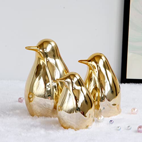 Gold Pinguin Porzellan Dekoration Keramik Handwerk Für Wohnzimmer Schlafzimmer Bücherregal Desktop Home Decor 3pcs
