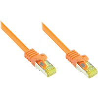 Good Connections RJ45 Ethernet LAN Patchkabel mit Cat. 7 Rohkabel und Rastnasenschutz RNS, S/FTP, PiMF, halogenfrei, 500MHz, OFC, 10-Gigabit-fähig (10/100/1000/10000-Base-T Ethernet Netzwerke) - z.B. für Patchpanel, Switch, Router, Modem - orange, 25 m