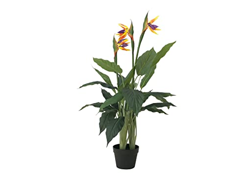 artplants.de Künstliche Strelitzie Lakisha, orange-violett, 90cm - Kunstblume Paradiesvogelblume