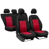 Rimers ERJOT Autositzbezüge kompatibel mit Skoda Citigo Erjot Rot maßgefertigte modellspezifische Sitzbezüge Komplett Set Velour