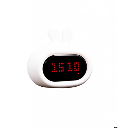 InnoGIO GIOrabbit, Kinderwecker mit Nachtlicht Hase, Digitaler Wecker mit Lampe aus Silikon, mit 8 Farben, per Micro-USB Aufladbar, Einschlafhilfe mit Weckfunktion zum Lernen der Uhr