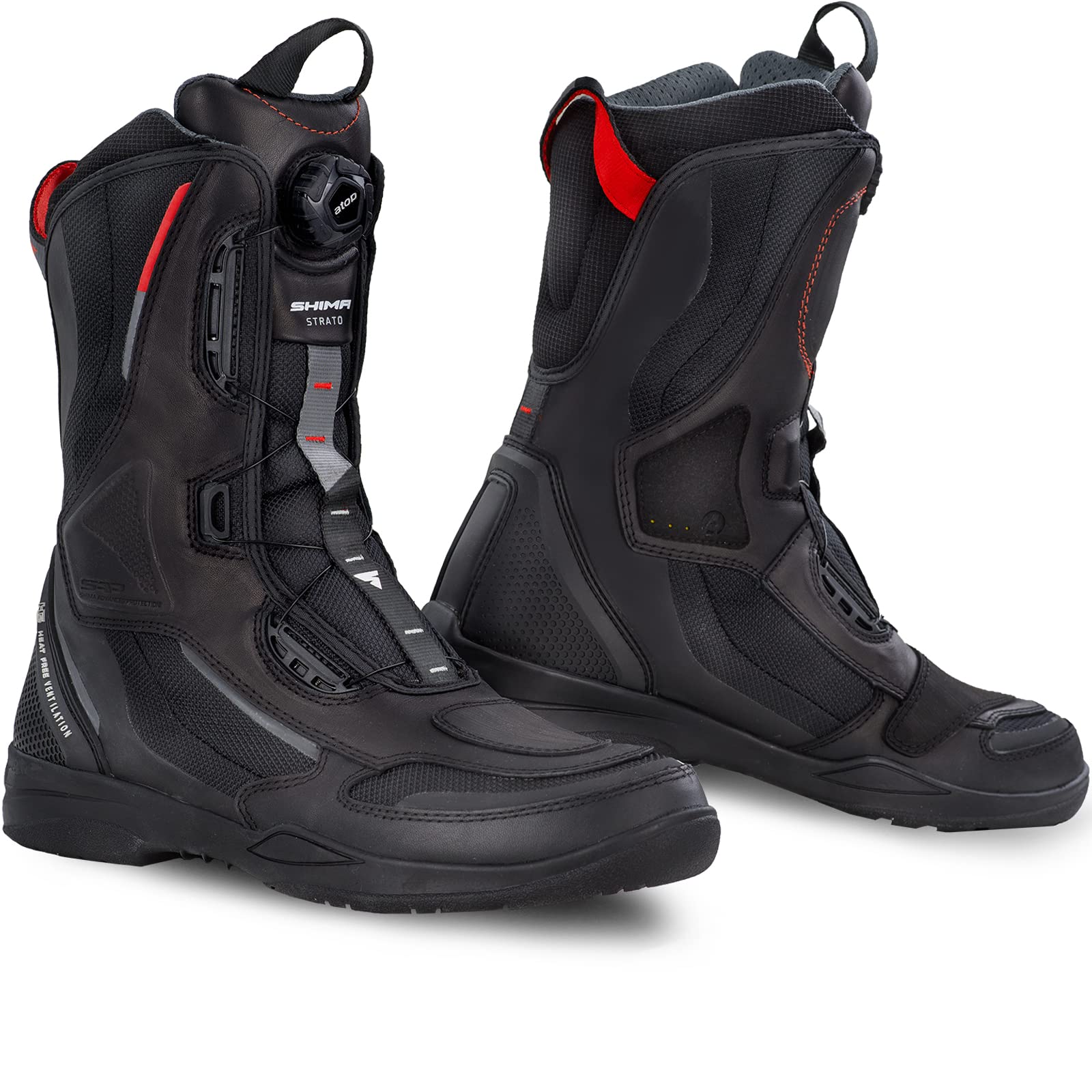 SHIMA STRATO Motorradstiefel Herren und Damen - Motorrad Wasserdicht Stiefel Tourenstiefel Schuhe Männer Leder Schwarz (Herren, Vented, 44)