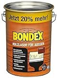 Bondex Holzlasur für Außen Mahagoni 4,8 L für 62 m² | Hoher Wetter- und UV-Schutz | Natürliches Abwittern - kein Abplatzen | seidenmatt | Holzschutzlasur | Holzlasur