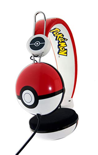 OTL Technologies TWEEN Kinder Kopfhörer Pokemon Pokeball (faltbar, gepolsterte Bügel, buntes Comic Design, für Jungen und Mädchen) Rot/Weiß