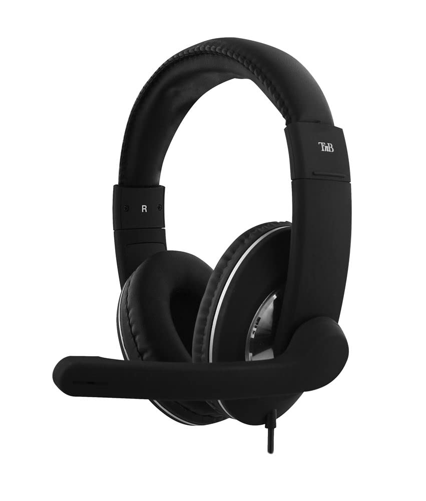 T'nB - Kopfhörer, kabelgebunden, USB-A-Anschluss, Omnidirektionales Mikrofon, ideal für Telearbeit und Videokonferenzen – Schwarz