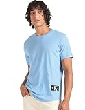 Calvin Klein Jeans Herren T-Shirt Kurzarm Badge Turn Up Sleeve Rundhalsausschnitt, Blau (Dusk Blue), L
