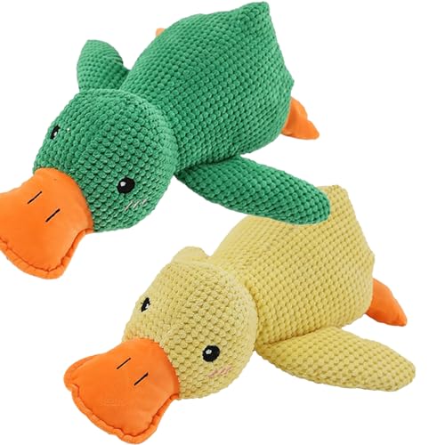 Plebolo The Mellow Dog - Calming Pillow,Zentric Quack-Quack Duck Dog Toy,Duck Dog Toy,The Mellow Duck,Durable Squeaky Dog Toys for Indoor Puppy (2pcs-B)