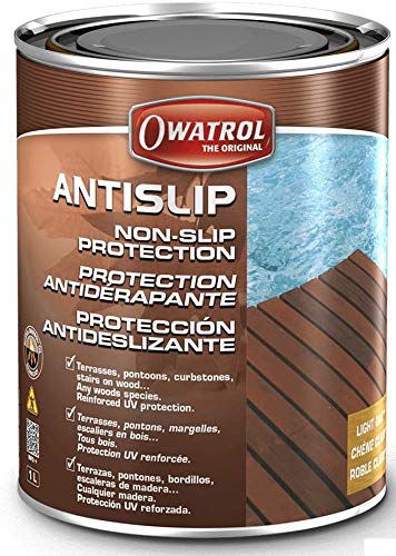 Owatrol Antislip Imprägnierung Holzöl Anti-Rutsch Öl Holzschutz Antigliss (1 Liter, Eiche Hell)