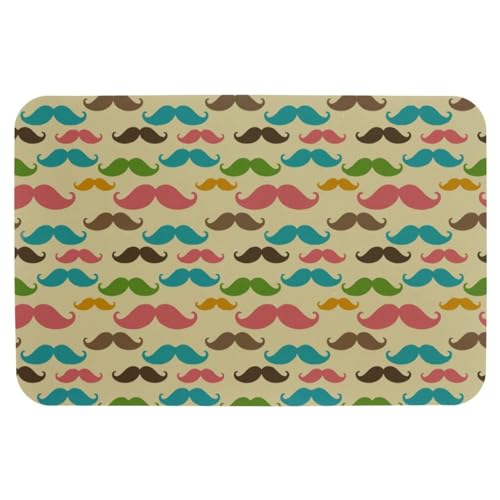 MUOOUM Mustaches Badezimmer-Badematte, wasserabsorbierend, rutschfest, für Badezimmer, Bodenmatte, kühl, dünn, waschbar, schnell trocknend, für Dusche, Badewanne, Innentür, 50 x 80 cm