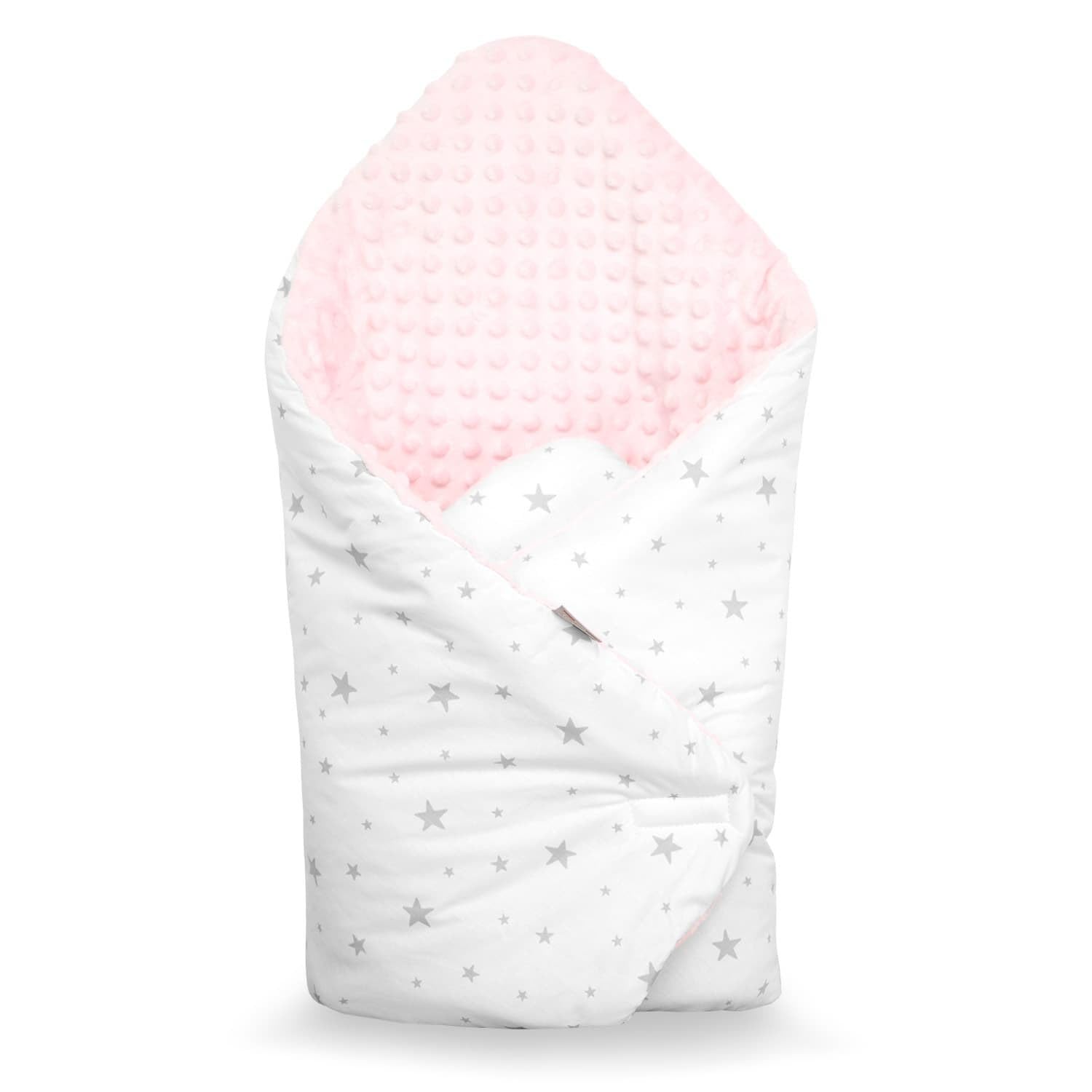 Sevira Kids - Pucksack – Winter – Baby – vielseitig verwendbar – 100% Baumwolle – Mincky wendbar – Babynest – Geschenk zur Geburt – Stella Rosa – 80 x 80 cm