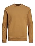 Herren Jack & Jones Basic Sweater | Langarm Sweatshirt Rundhals Pullover | Einfarbiger Jumper JJEBASIC, Farben:Braun-2, Größe Pullover:XS