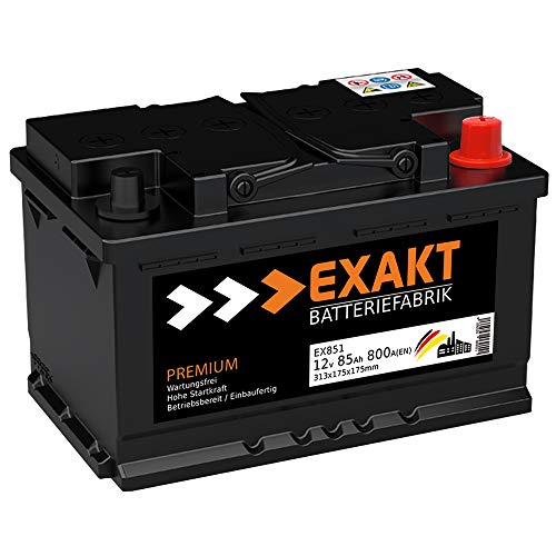EXAKT Autobatterie 12V 85Ah Starterbatterie PKW KFZ Auto Batterie (85Ah)