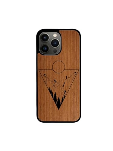 Enowood Schutzhülle aus Holz für iPhone 15 Pro Max – Landschaft 3 – Makore