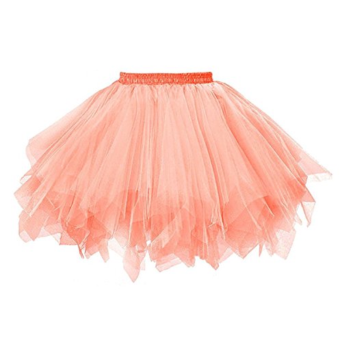 Karneval Erwachsene Damen 80's Tüllrock Tütü Röcke Tüll Petticoat Tutu Orange