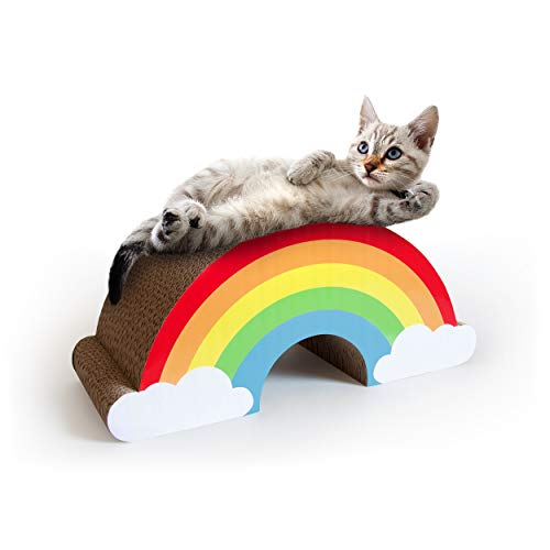 SUCK UK Kratzbaum für Katzen, Regenbogen | Karton | Kratzbaum | Kätzchenspielzeug | Katzenspielzeug | Katzenspielzeug | Katzen-Kratzmatte | Neuheit Kratzbrett