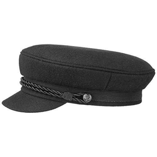 HAMMABURG Elbsegler Mütze Schwarz für Herren - traditionelle Kapitänsmütze mit Innenfutter - Matrosenmütze aus Tuch - Größe 54 cm - Schirmmütze mit Kordel, kurzem Visor und silbernen Knöpfen