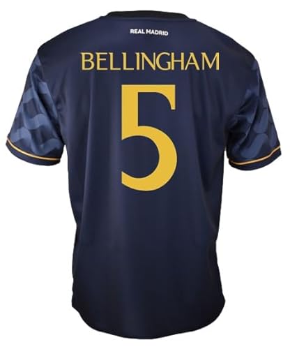 Real Madrid Zweites Trikot der Saison 2023-2024 - Bellingham 5 - Offizielle Replik mit offizieller Lizenz - Erwachsene, blau, XL