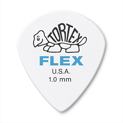 Jim Dunlop 468r1.0 Tortex Flex Jazz III Gitarrenplektrum, 1,0 mm, weiß – 72 Stück