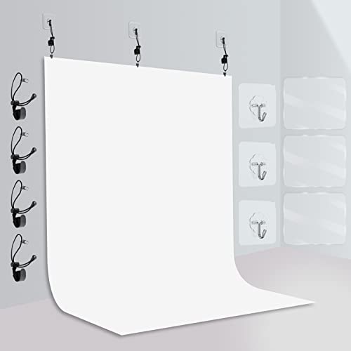 EMART 2,6 x 3,4 m, weißer Hintergrund für Fotografie, reiner Polyester-Hintergrund, weißer Bildschirmbogen für Fotoshooting-Hintergrund, Fotoautomaten-Studio, YouTube-Video, Partyvorhang – Wandmontage