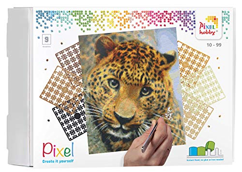 Pixel P090050 Mosaik Geschenkverpackung Leopard. Pixelbild Circa 30.5 x 38.1 cm groß zum Gestalten für Kinder und Erwachsene, Bunt