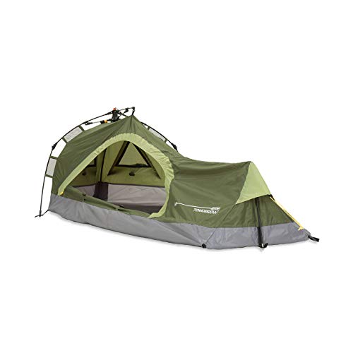 Lumaland Where Tomorrow Solo-Zelt Pop Up Wurfzelt 1-Personen-Zelt - Dreieck - 225x100x57 cm - Camping Festival - Ultraleicht, kleines Packmaß, wasserdicht, robust - Grün