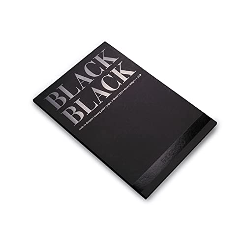 Honsell 19100392 - Fabriano Black Black Block, tiefschwarzes Papier mit matter, unbeschichteter Oberfläche, 300 g/m², DIN A3, 20 Blatt, ideal für Pastelle, Farbstifte und Marker