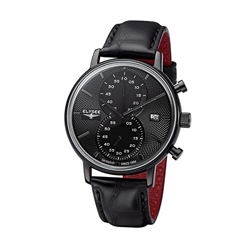 Elysee Herren Analog Quarz Uhr mit Leder Armband 83832