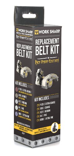 WORK SHARP™® - WSKTS Ken Onion Edition Belt Kit - Premium Schärfband mit Körnung P120, X65, X22, X4 & P6000 - Profi Ersatzbänder - Hochwertiger Schärfer