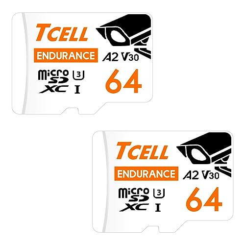 TCELL High Endurance microSDXC-Speicherkarte mit Adapter für Dashcams, Heimüberwachung, CCTV – A2, UHS-I U3, V30, 4K, Micro-SD-Karte, Lesen/Schreiben bis zu 100/80 MB/s, Full HD & 4K UHD Microsd, 2