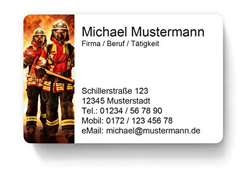 100 Visitenkarten, laminiert, 85 x 55 mm, inkl. Kartenspender - Feuerwehr Rettungsdienst