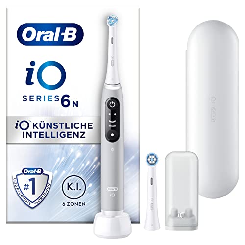 Oral-B iO 6 Elektrische Zahnbürste/Electric Toothbrush mit revolutionärer Magnet-Technologie & Mikrovibrationen, 5 Putzprogramme, 1 Aufsteckbürste, Display & Reiseetui, grey opal