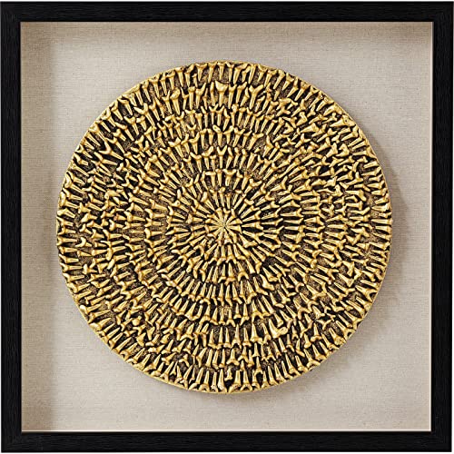 Kare Design Objektbild Chain Circle, Gold, 60x60cm, Leinwand, Wanddekoration, Kunstwerk, gerahmtes Bild